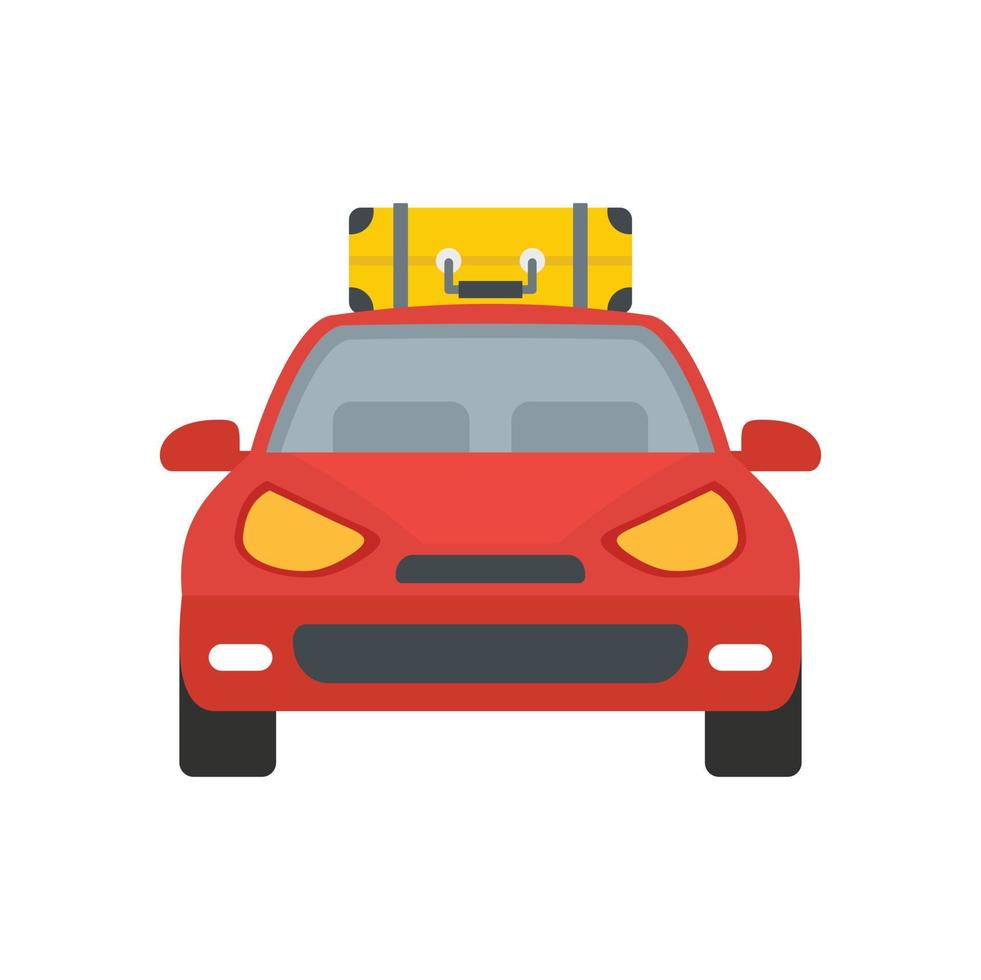 Front view travel car icon flat isolated vector