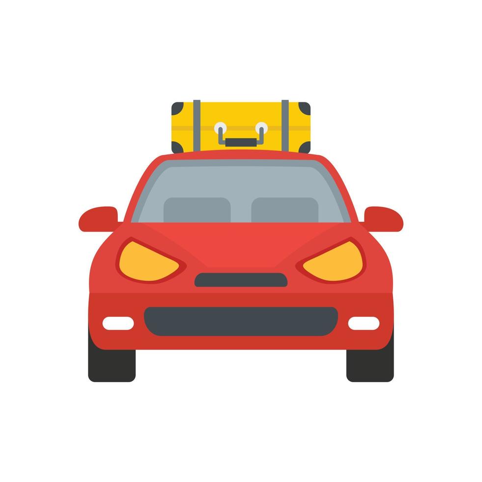 Front view travel car icon flat isolated vector