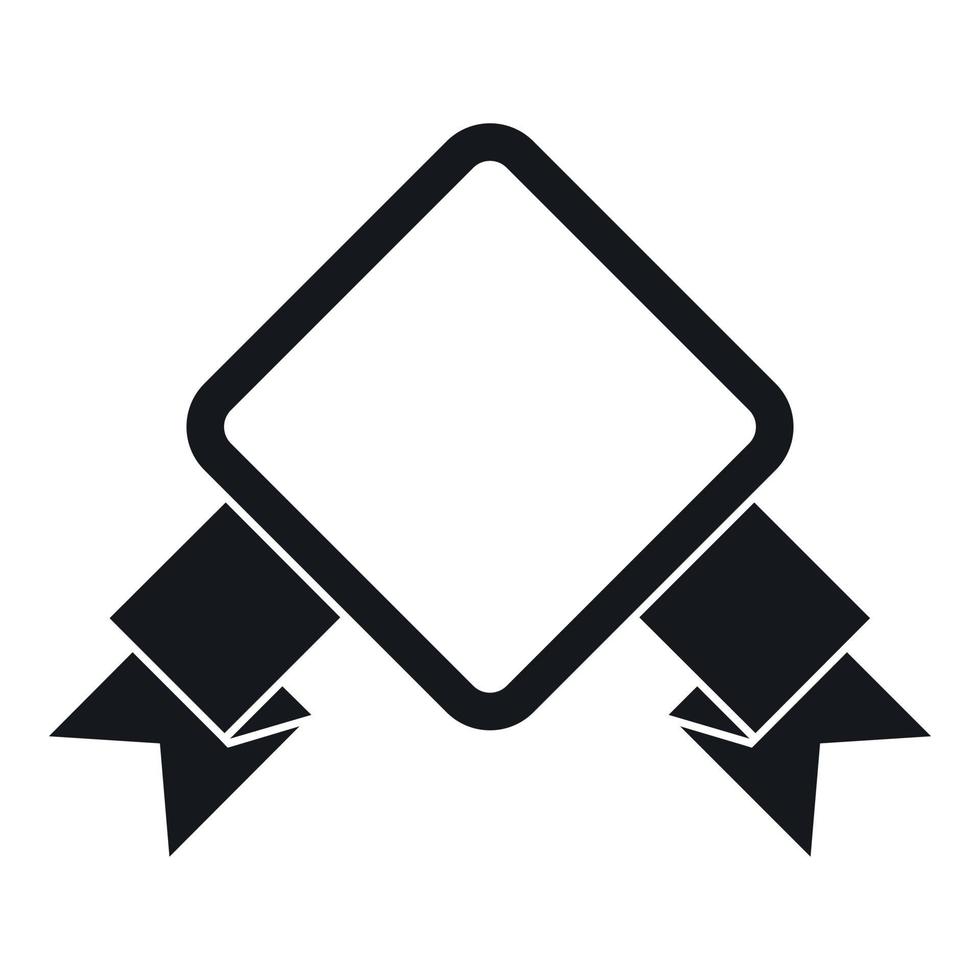 Badge with ribbon icon, simple style vector