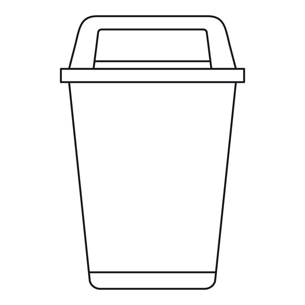 Flip lid bin icon, outline style vector