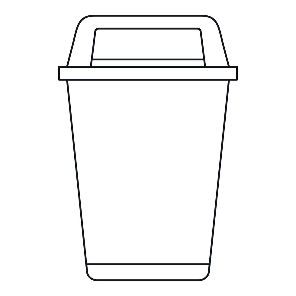 Flip lid bin icon, outline style vector