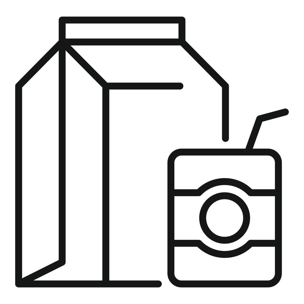 Paper lunch bag icon outline vector. Dinner food vector