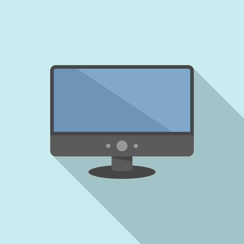 Dark monitor icon flat vector. Pc screen vector