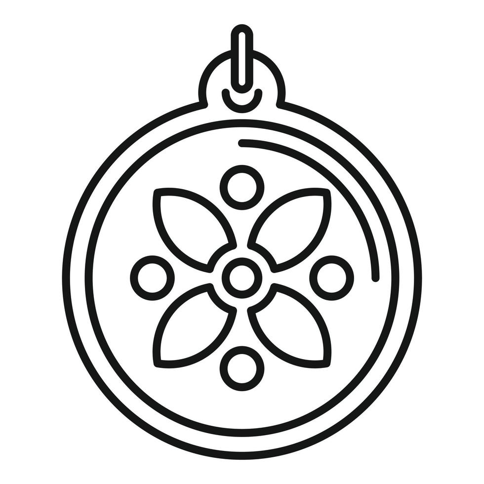 vector de contorno de icono de amuleto de flores. mano magica