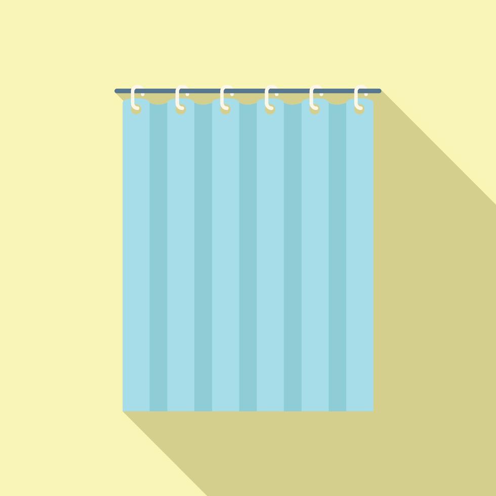 Bathroom shower curtain icon flat vector. Clean bathtub vector