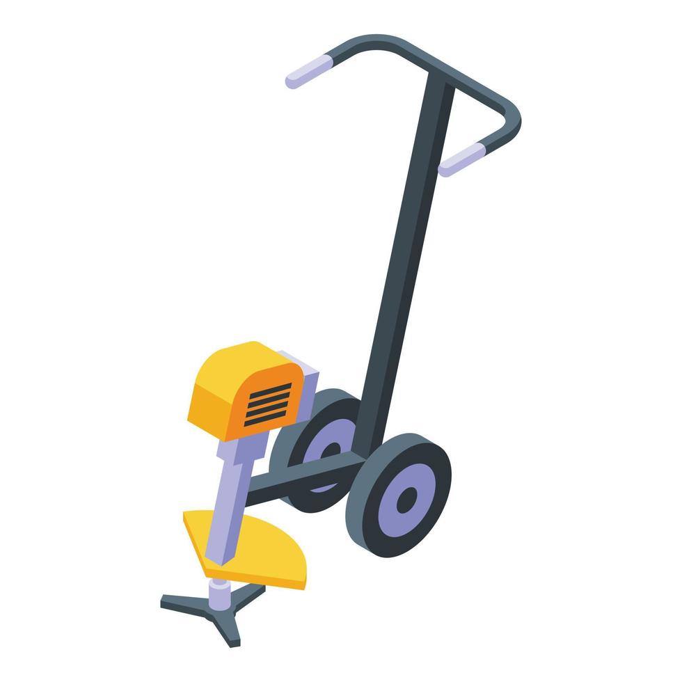 Cart trimmer icon isometric vector. Lawn grass vector