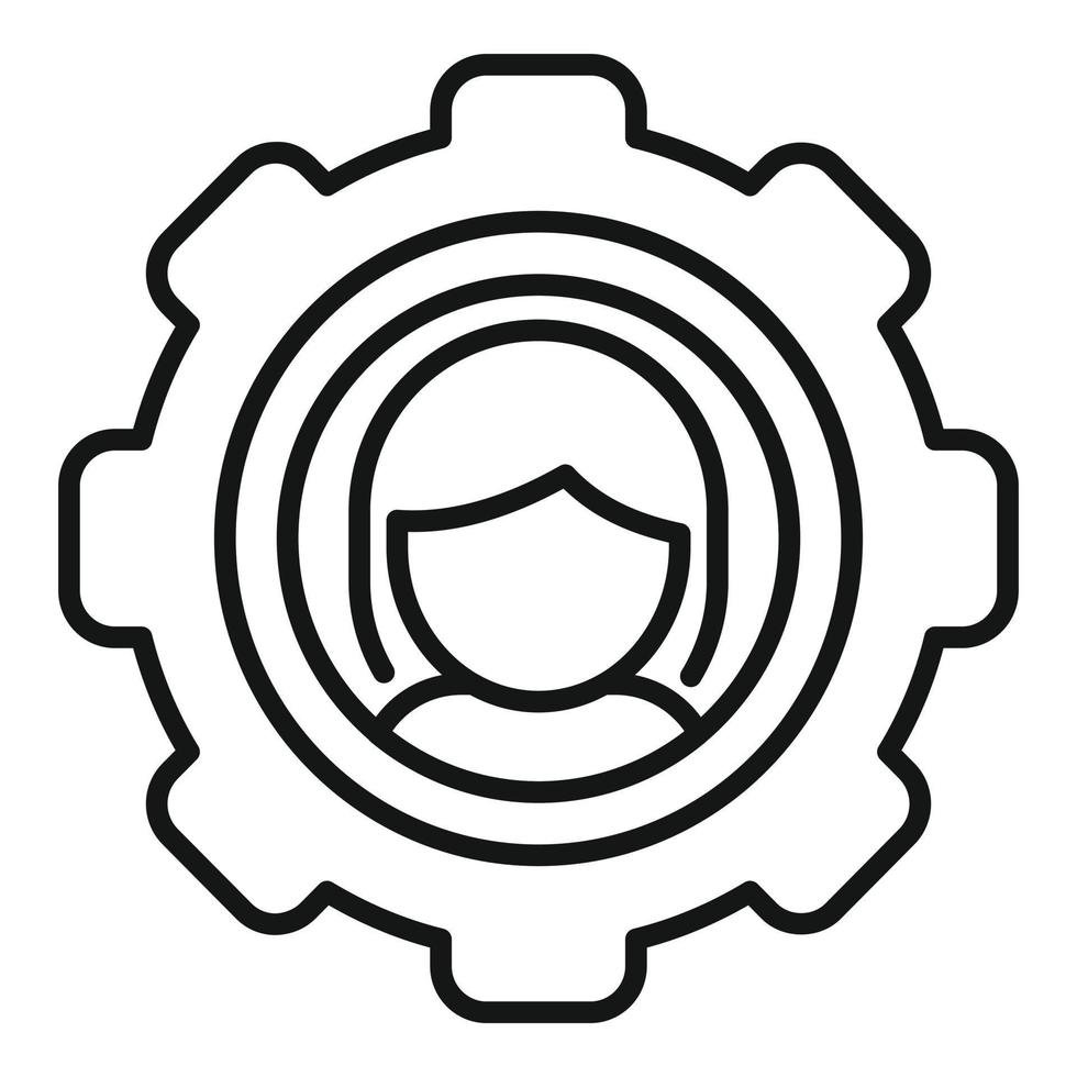 vector de contorno de icono de control de engranajes. centro de datos