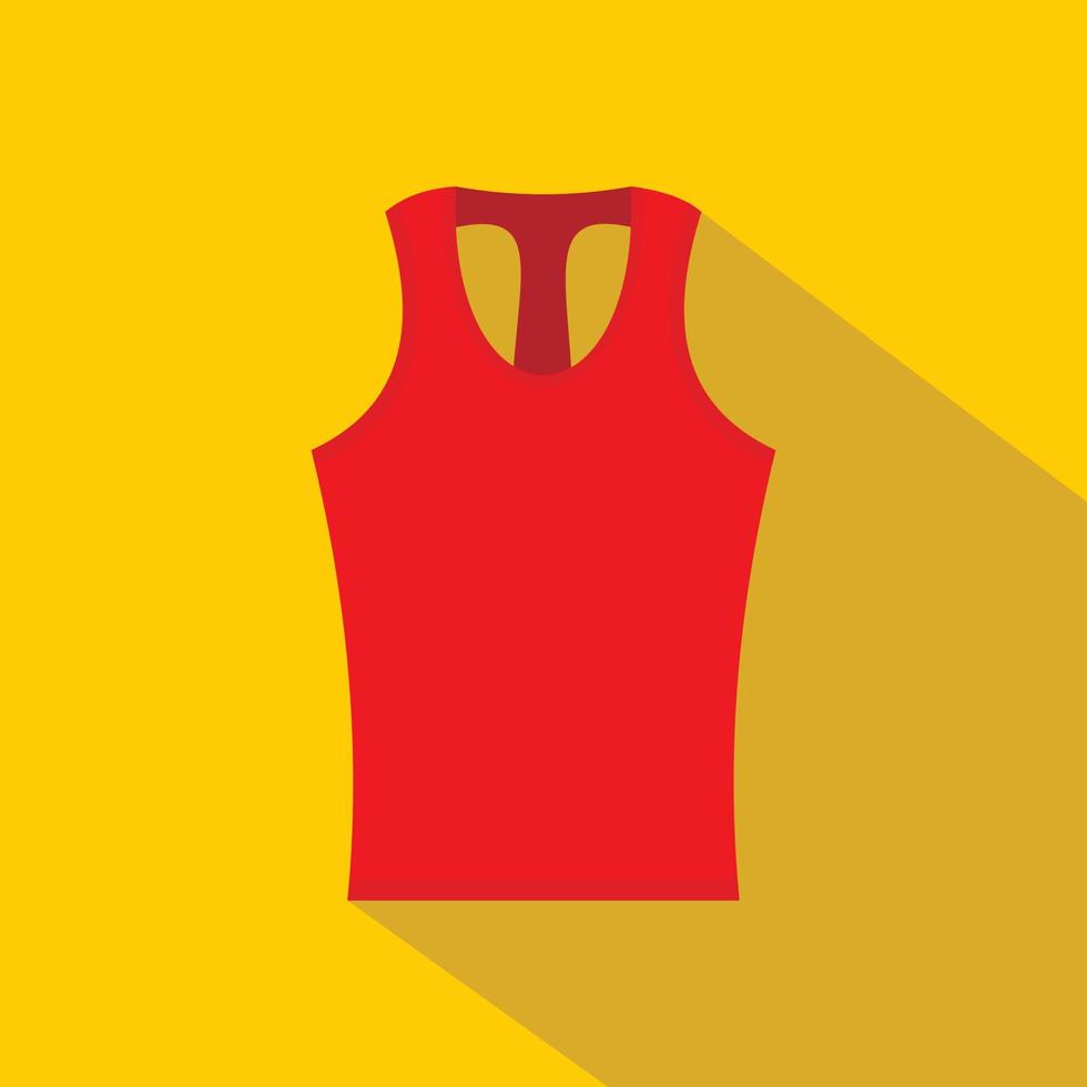 Red sleeveless shirt icon, flat style vector