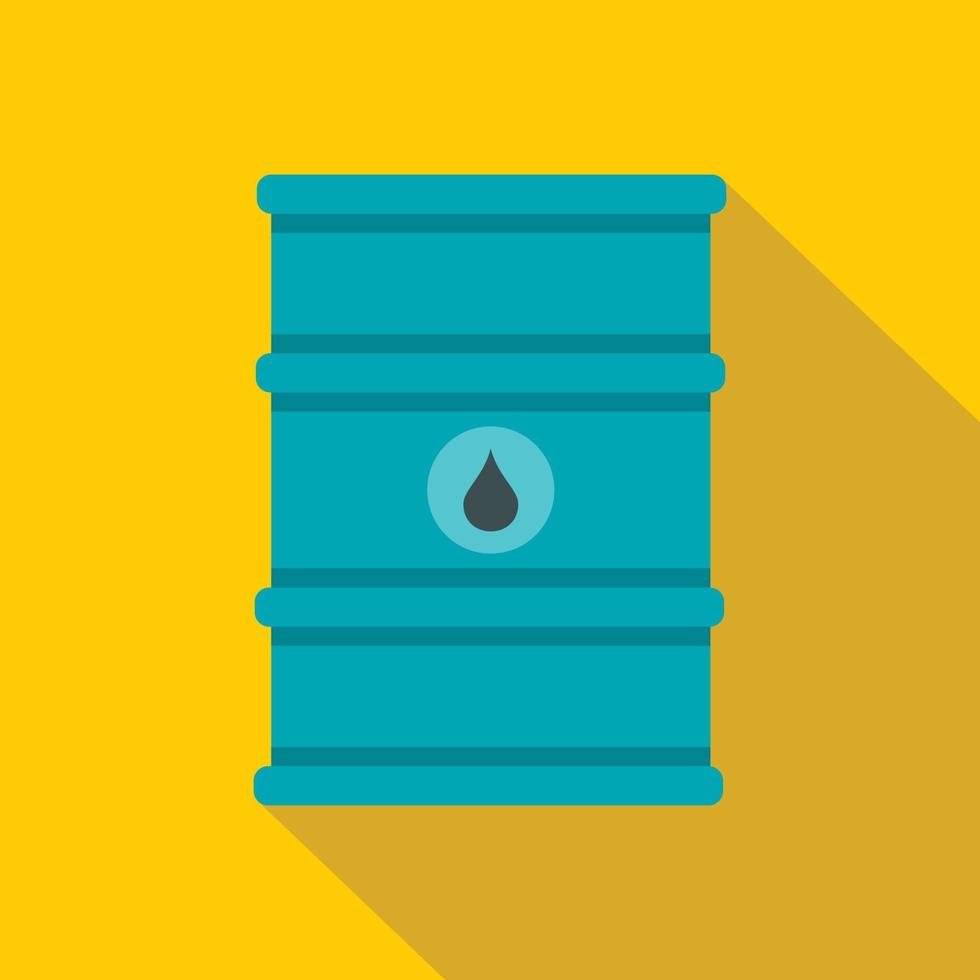 Blue oil barrel icon, flat style vector