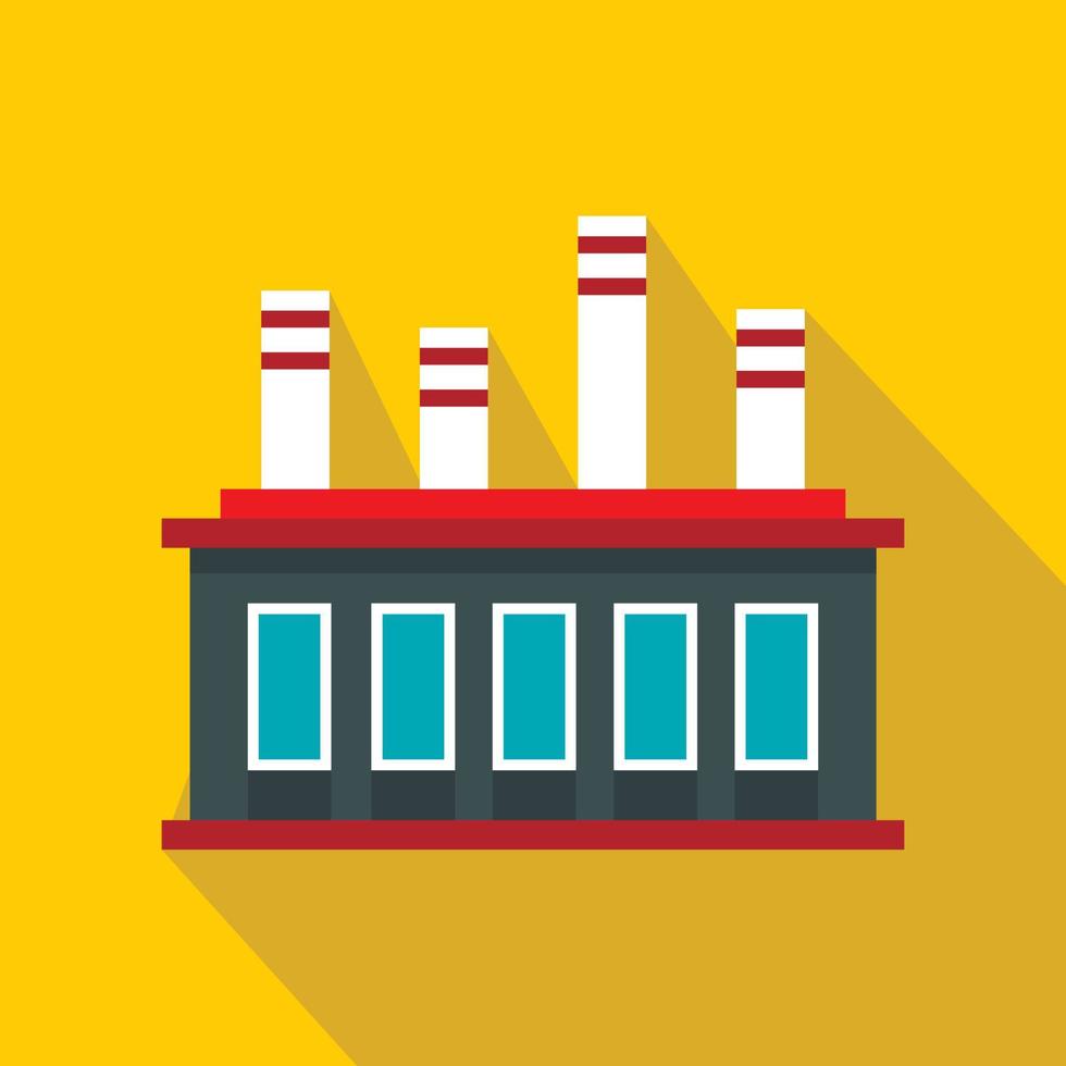 Factory building icon, flat style vector