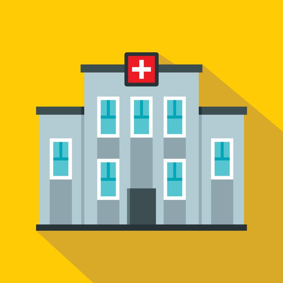 Medical center building icon, flat style vector