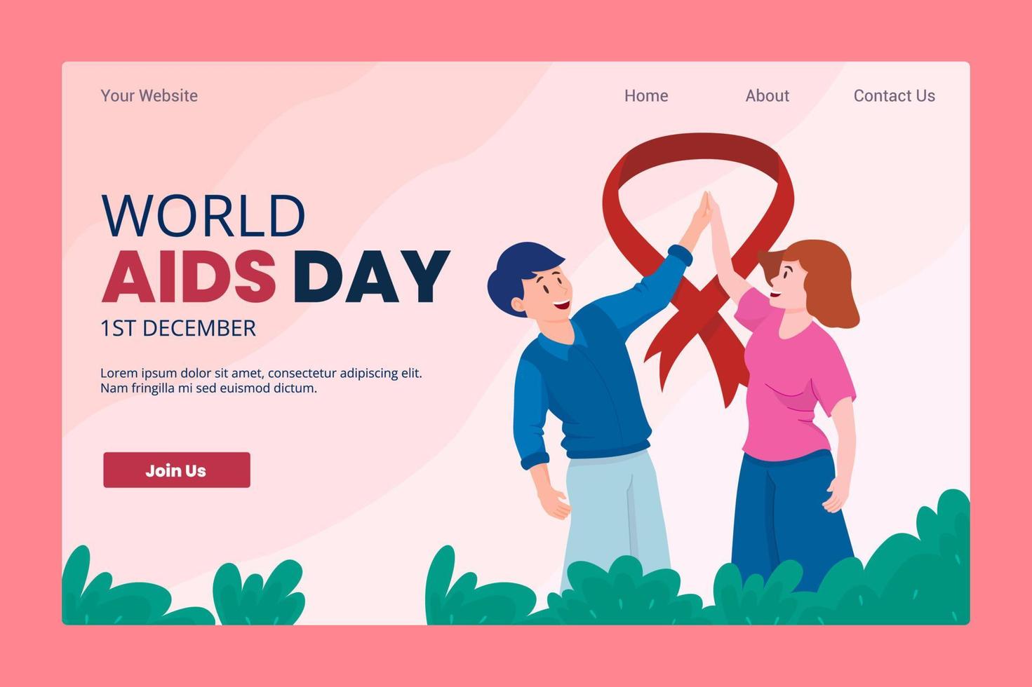 World AIDS Day Landing Page Template vector