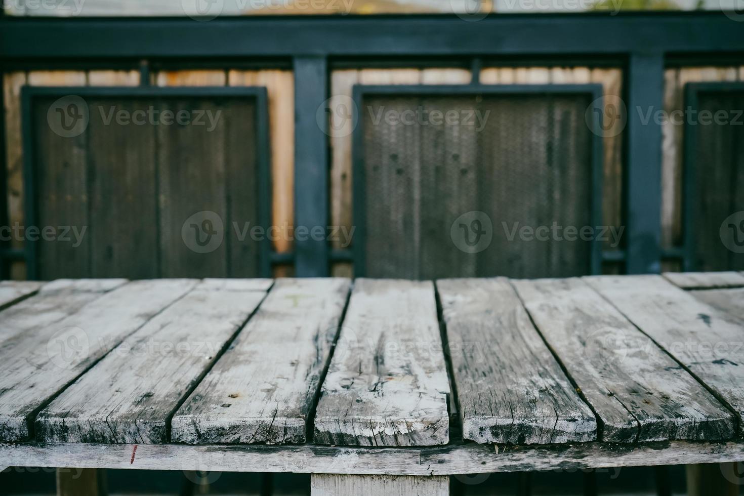 Wood plank with coffee shop background photo