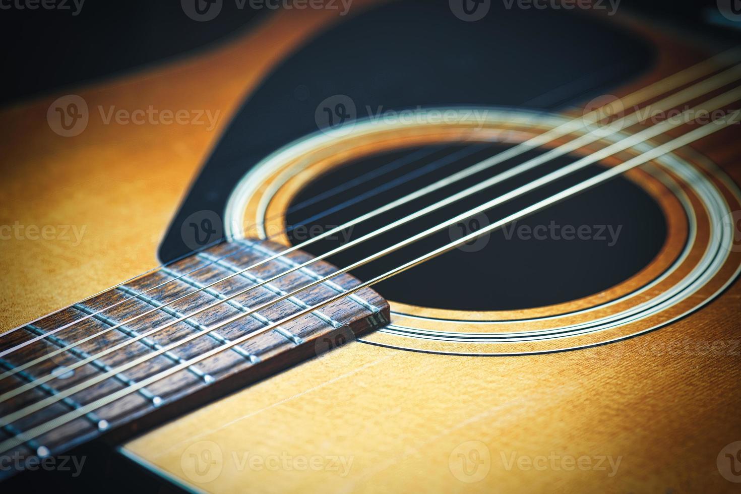 Acoustic guitar with new strings photo