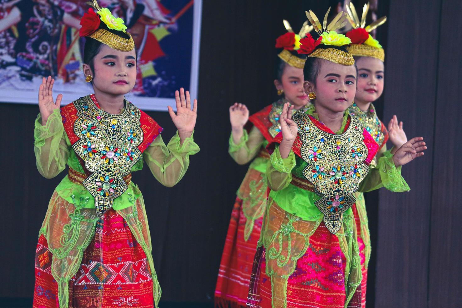 Jakarta, Indonesia in November 2022. Young children ranging from kindergarten to elementary school are taking part in the National Archipelago dance competition. photo