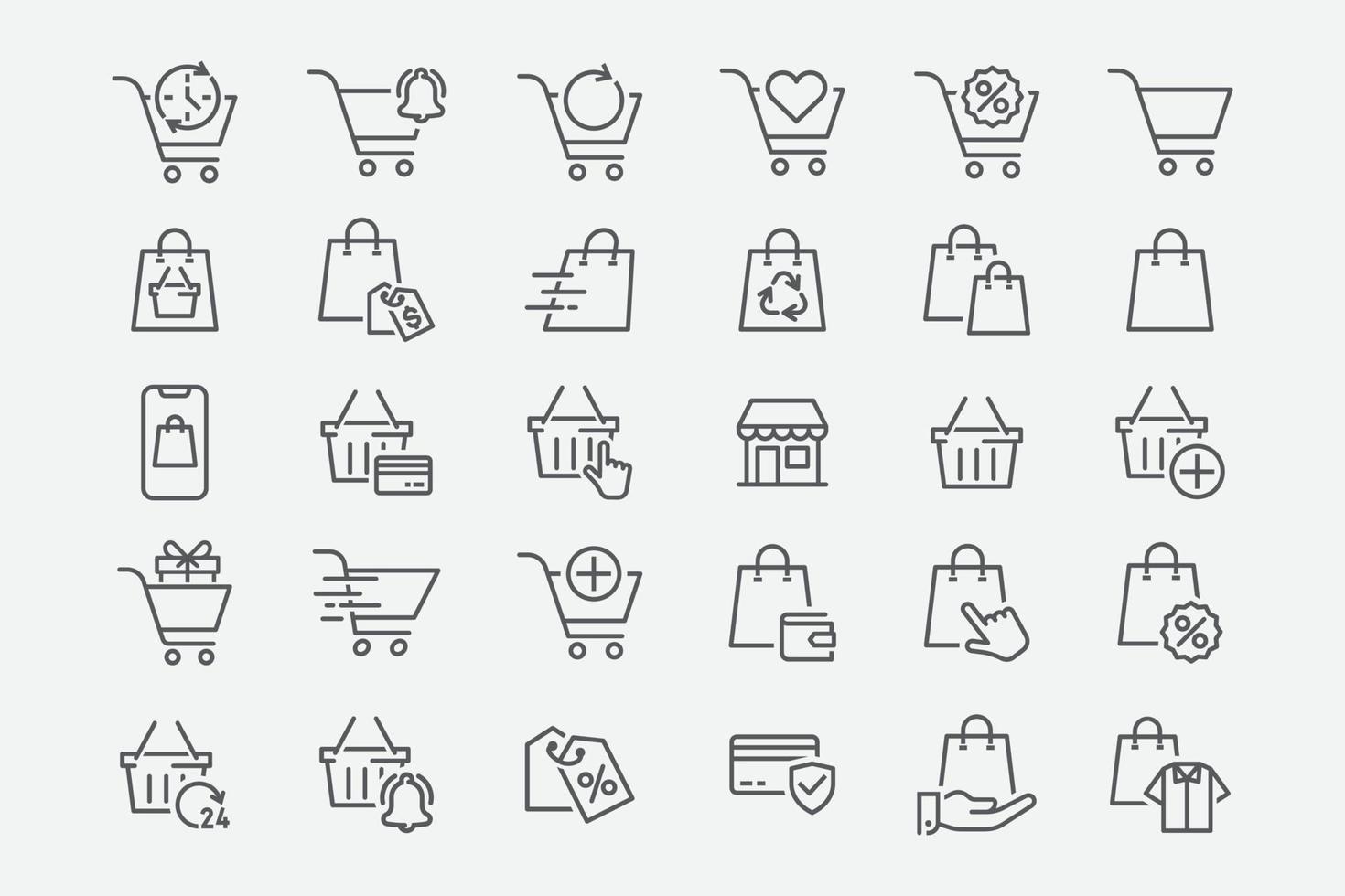 conjunto de iconos modernos de comestibles. tienda de diseño de moda. paquete de iconos de compras. ilustración vectorial vector