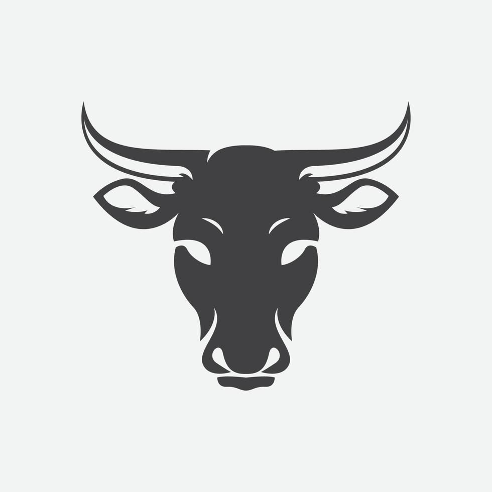 vector de diseño de logotipo de cabeza de vaca, emblema de vaca, ilustración de cabeza de cuernos largos, logotipo agrícola