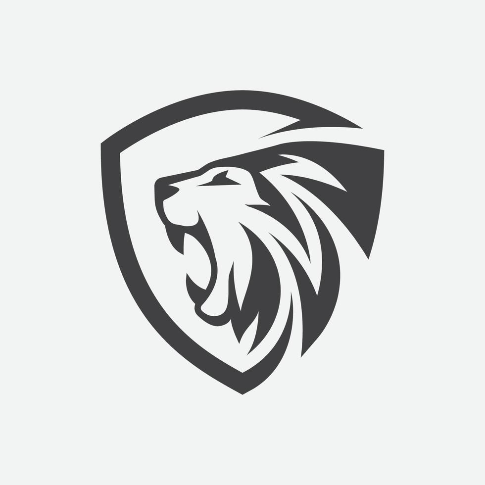 vector de icono de escudo de león, diseño de logotipo de león, diseño de logotipo de cabeza de león