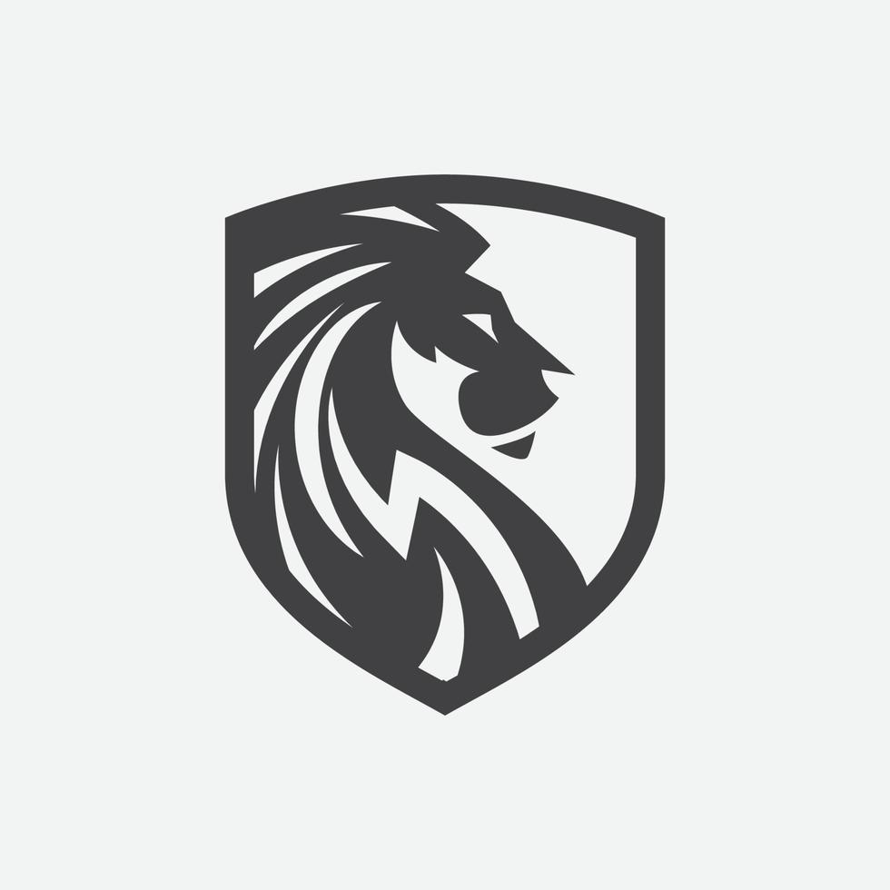 lion shield luxury logo icon, elegant lion shield logo design illustration, lion head, lion shield symbol vector