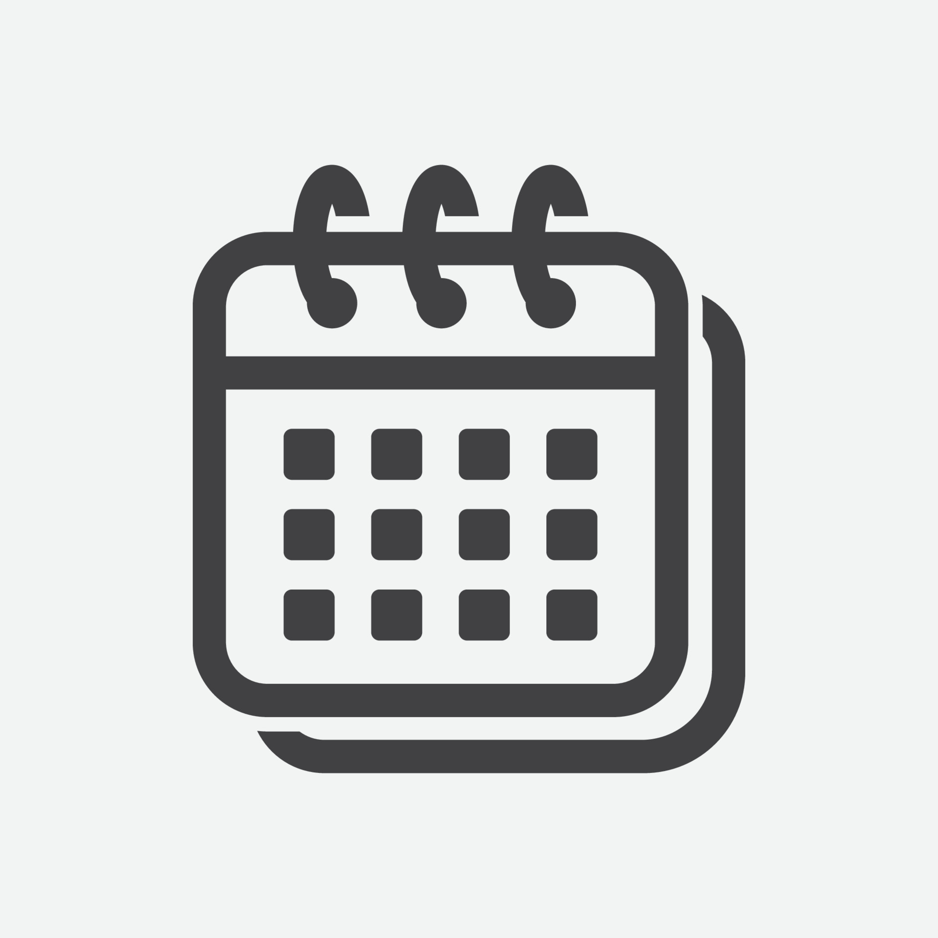 icono de calendario en estilo moderno y plano aislado en fondo gris