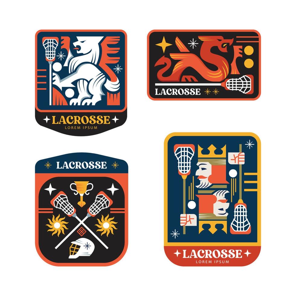 logotipo de lacrosse con estilo medieval vector