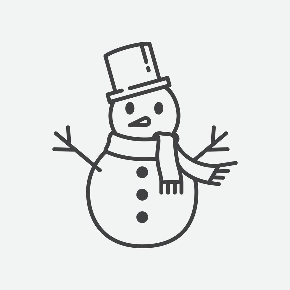 Snowman with hat vector. Snowman icon template. Winter symbol icon. Christmas and New Year greeting card design element. Vector illustration