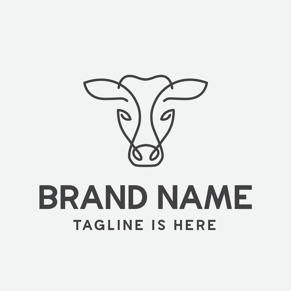 cow head logo design vector, cow emblem, long horned head illustration, farming logo vector