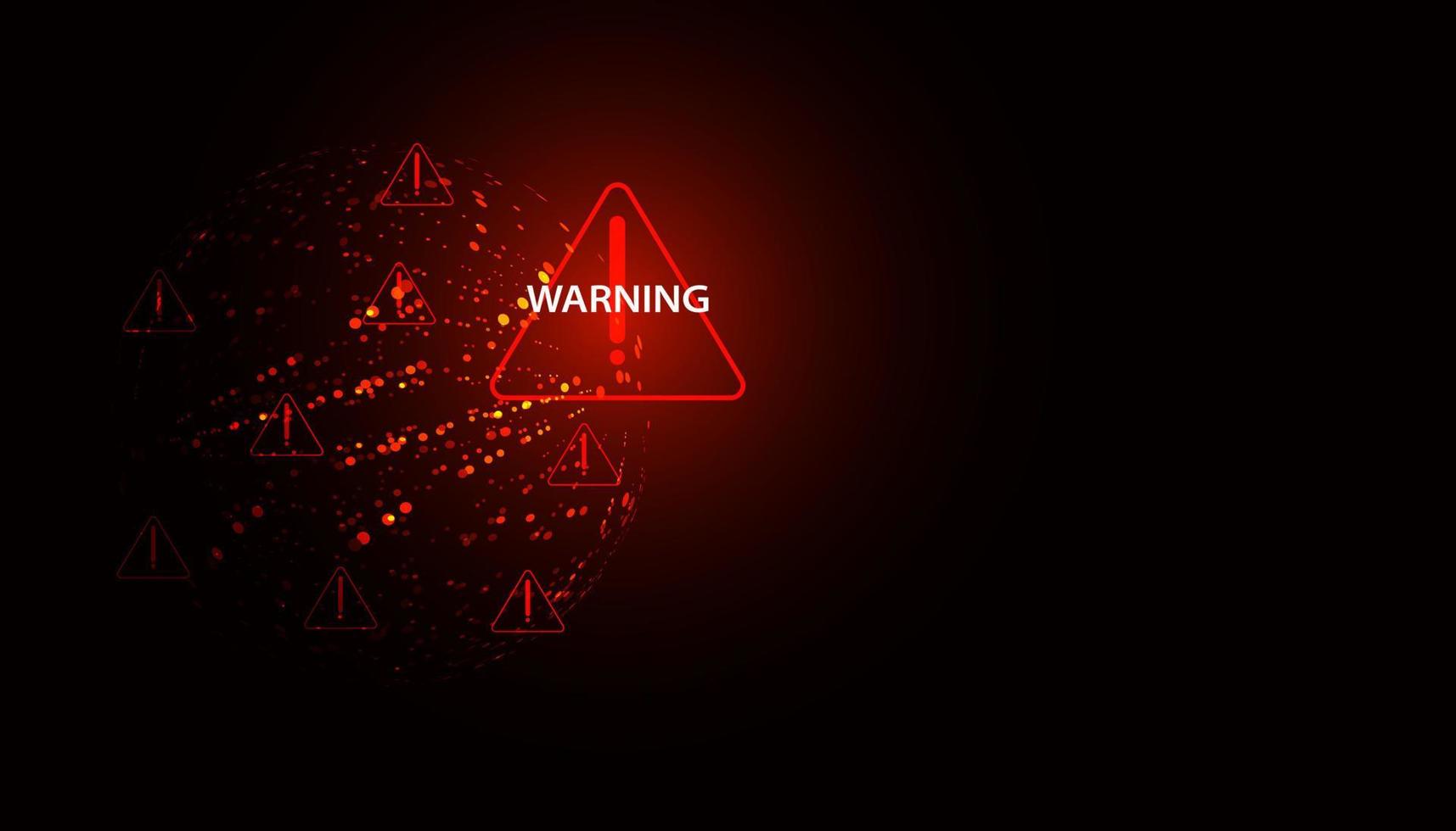 Abstract red warning symbol on circle background for warning disaster or cyber defense threat global warming crisis or war vector