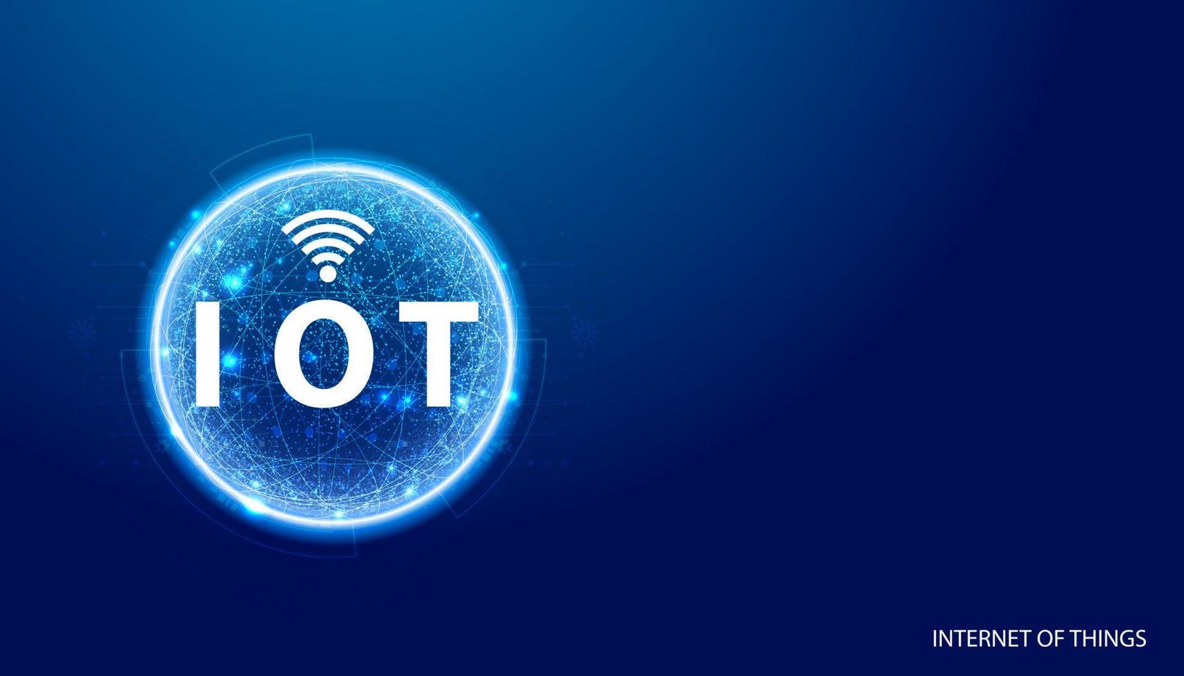 Abstract IoT Internet of Things Blue background image, circle, digital, network concept, connected to the Internet or M2M, Machine to Machine, Industrial IoT, Commercial IoT. vector