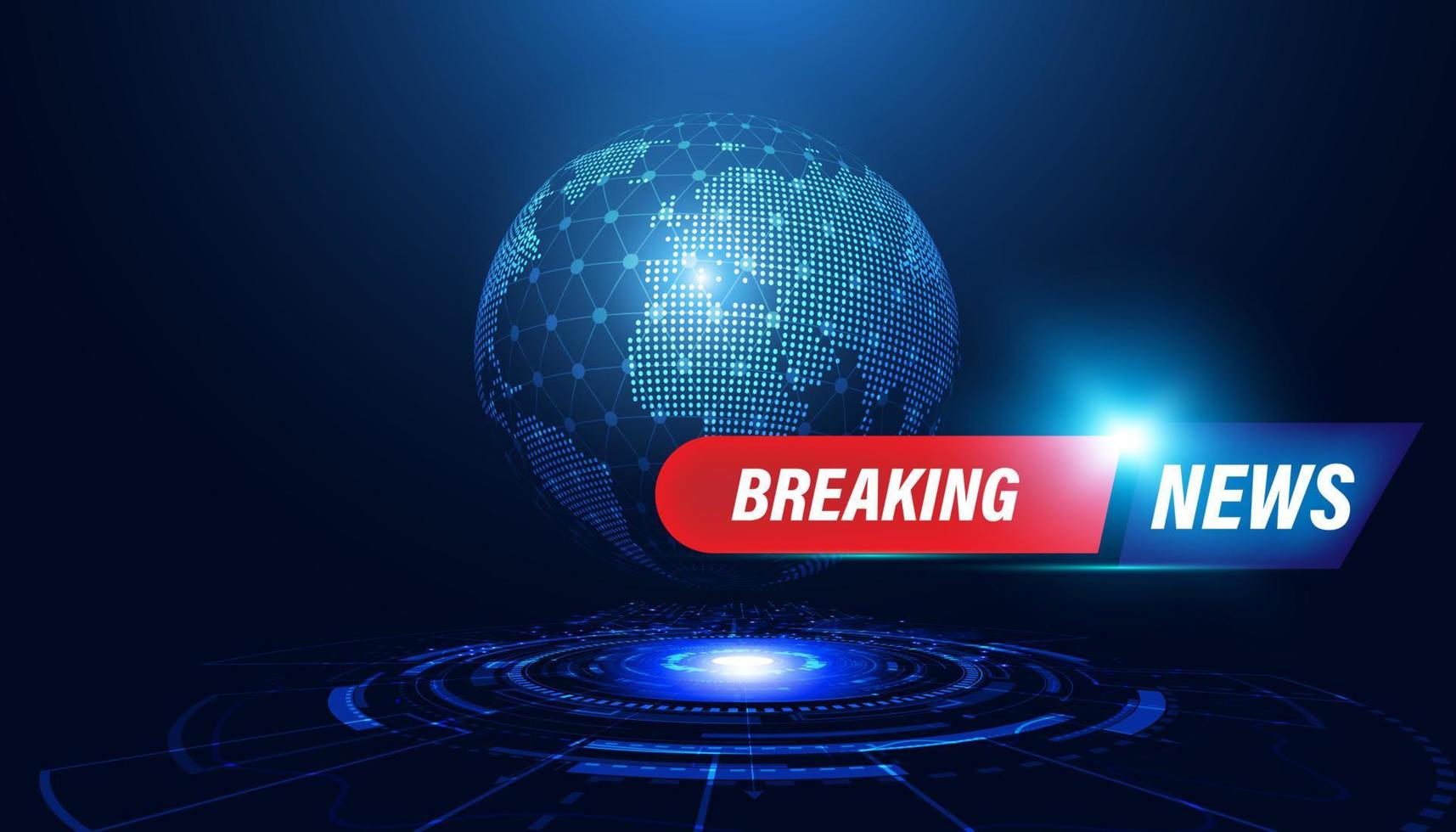 Abstract world circle breaking news concept background urgent news coverage latest news on a blue background. vector