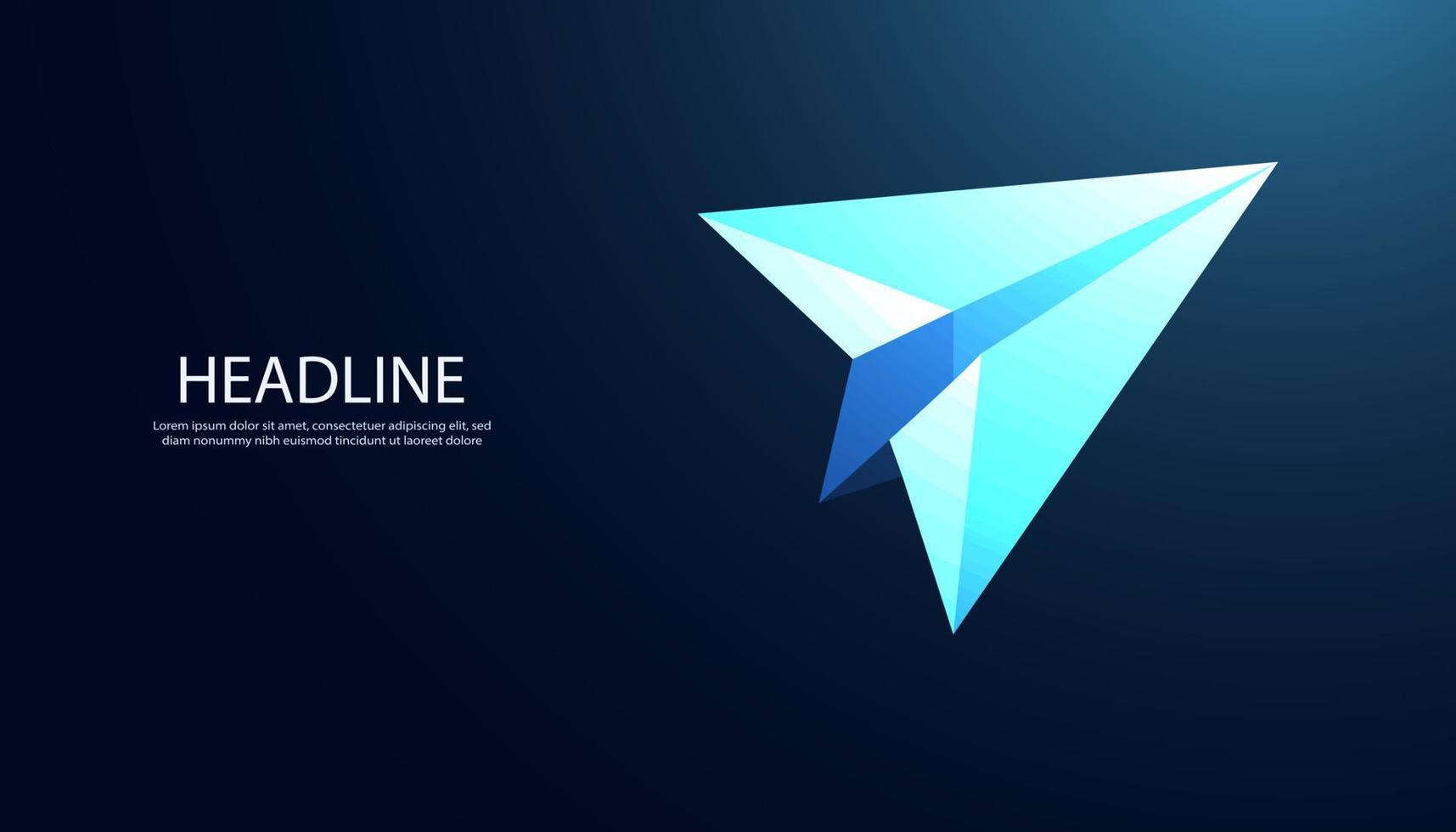 Abstract paper airplane On blue background, modern, futuristic, concept, business, success, achievement. for text modern technology concept vector