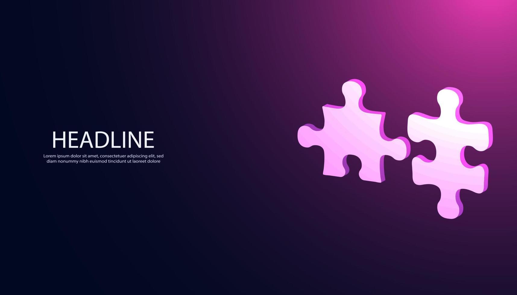 abstract jigsaw puzzle icon on purple background modern futuristic concept business success achievement vector
