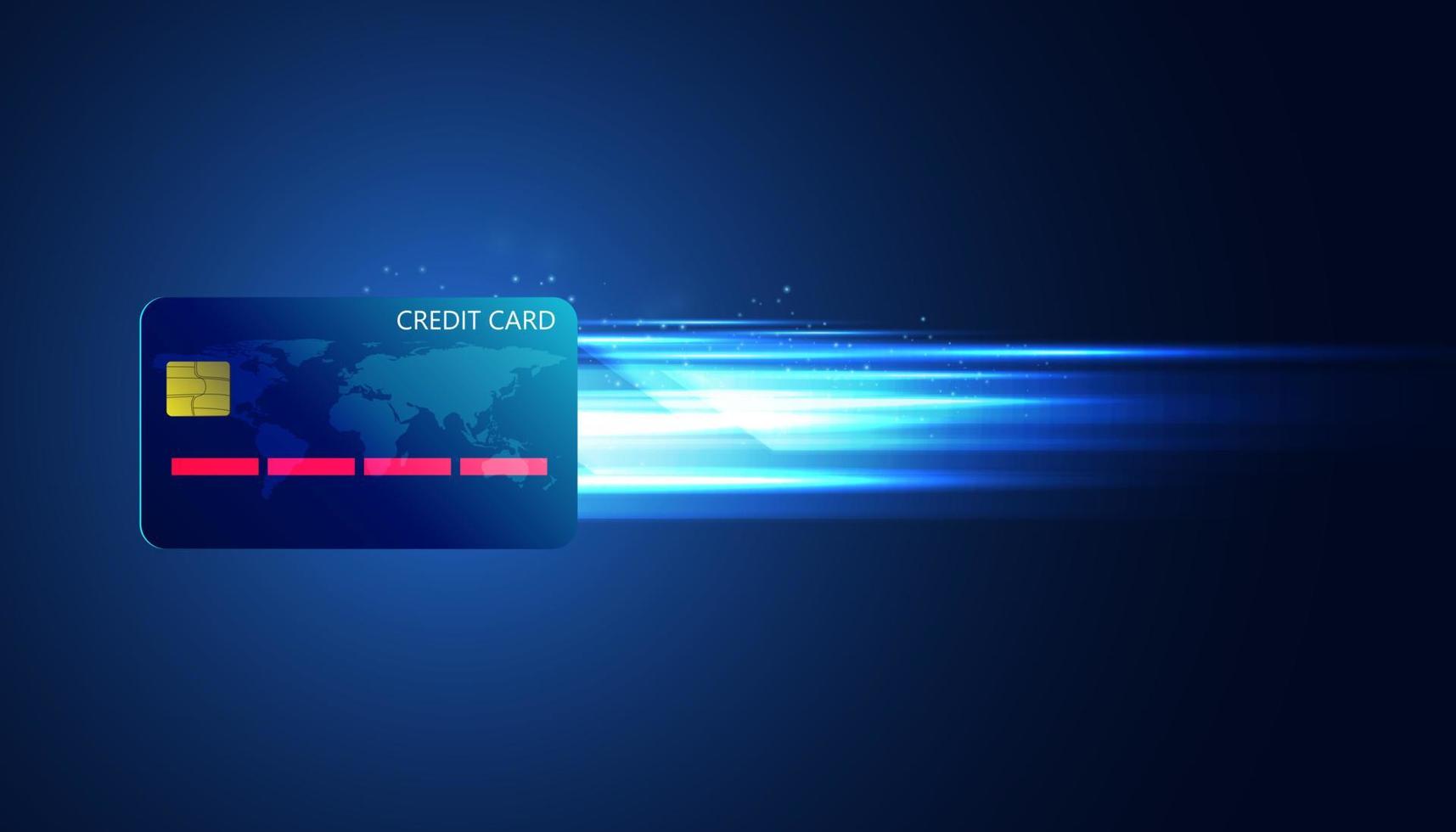 Abstract Background Digital Credit Card Payment Online High Speed Card Payment Worldwide on Black and Blue Background vector