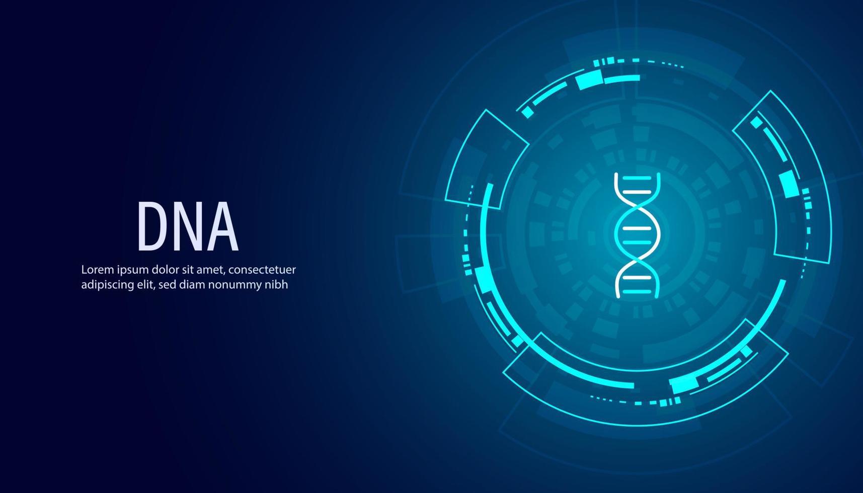 iconos planos abstractos de adn o ana y tecnología de círculos digitales edición de genes moderna ingeniería genética sobre un fondo azul vector