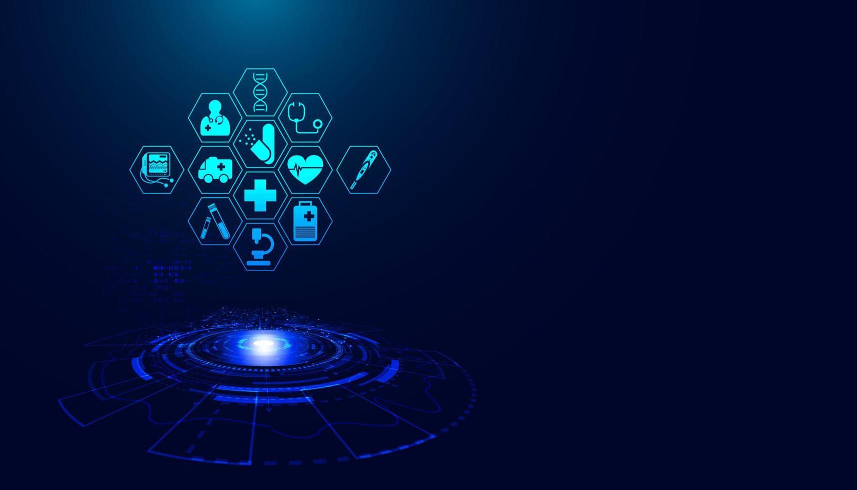Abstract health healthcare icon modern futuristic on modern blue background. for background image vector