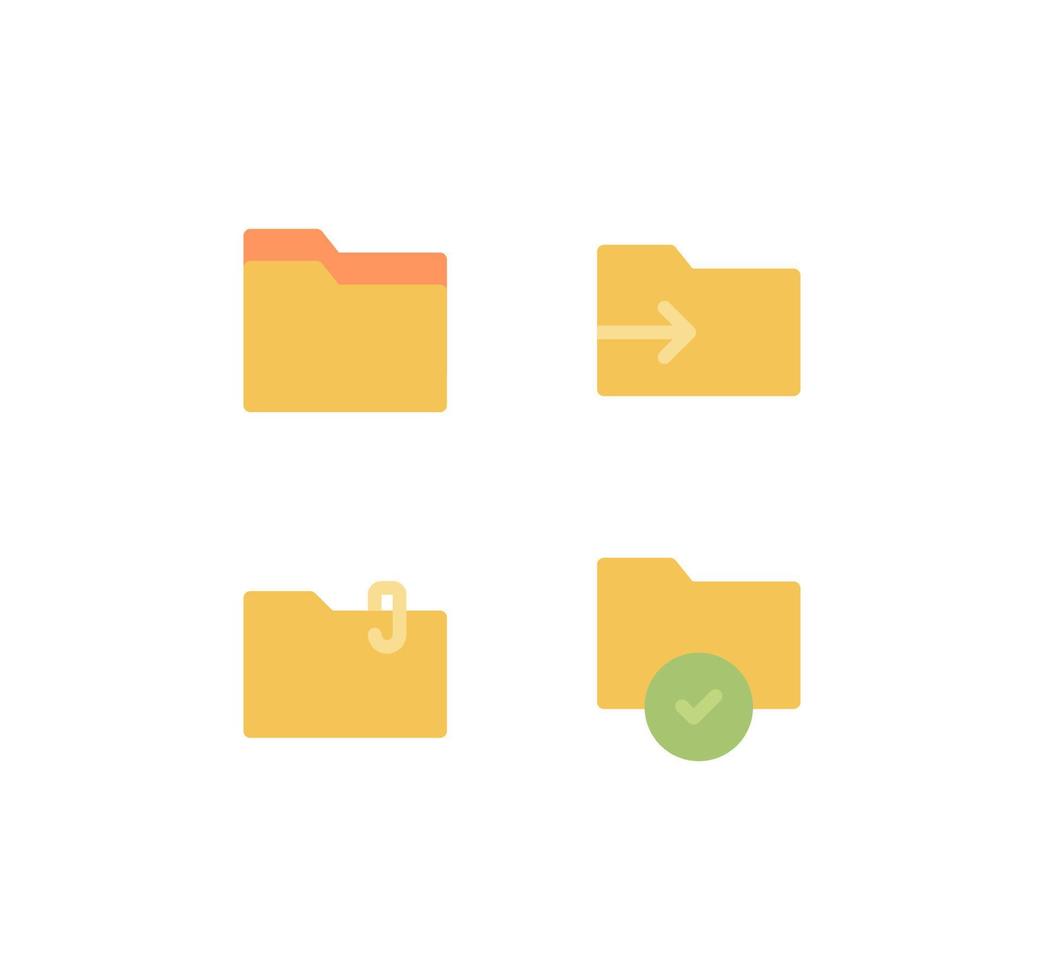 Set of file and folder related icons, repository, sync and flat line variety vectors. vector