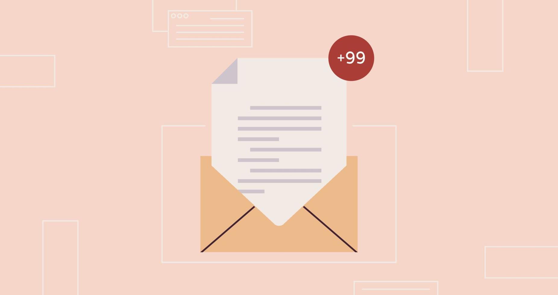 enviar o recibir cartas notificación de mensaje de bandeja de entrada de correo electrónico y nueva ilustración de vector plano de comunicación comercial de correo no leído.