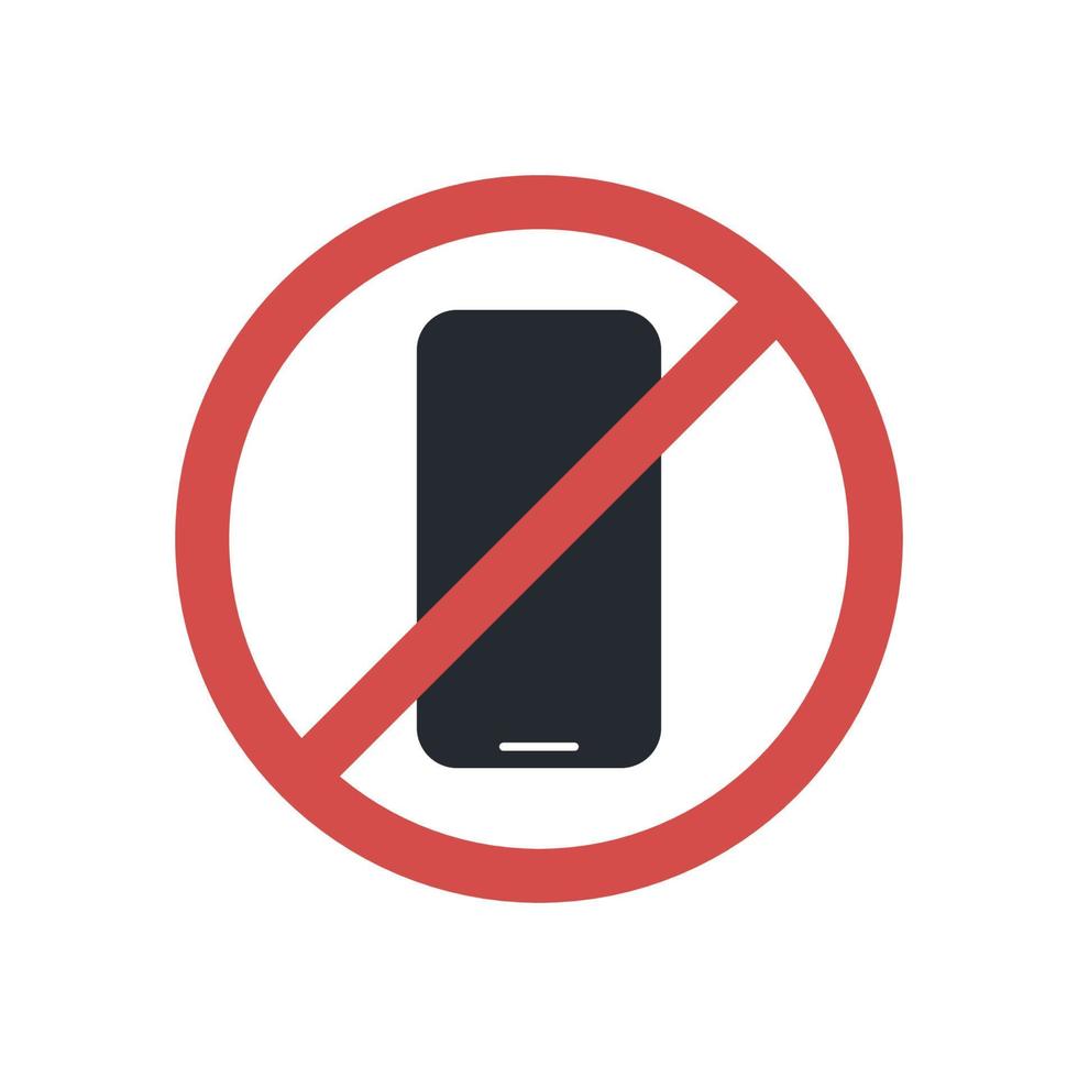 There is no phone sign and no phone prohibition area, prohibited symbol isolated on white background flat vector illustration.