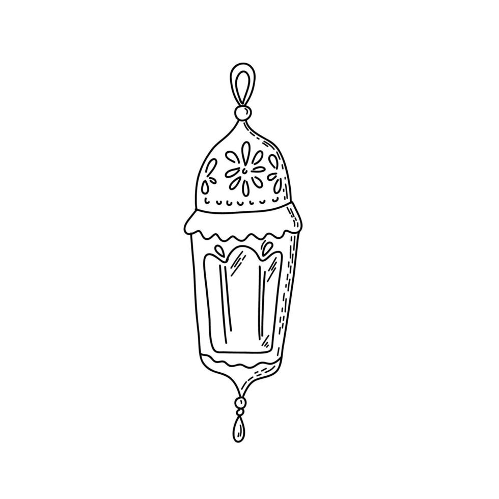 Hand drawn lantern icon. Ramadan Kareem design elements. Vintage lantern vector illustration.