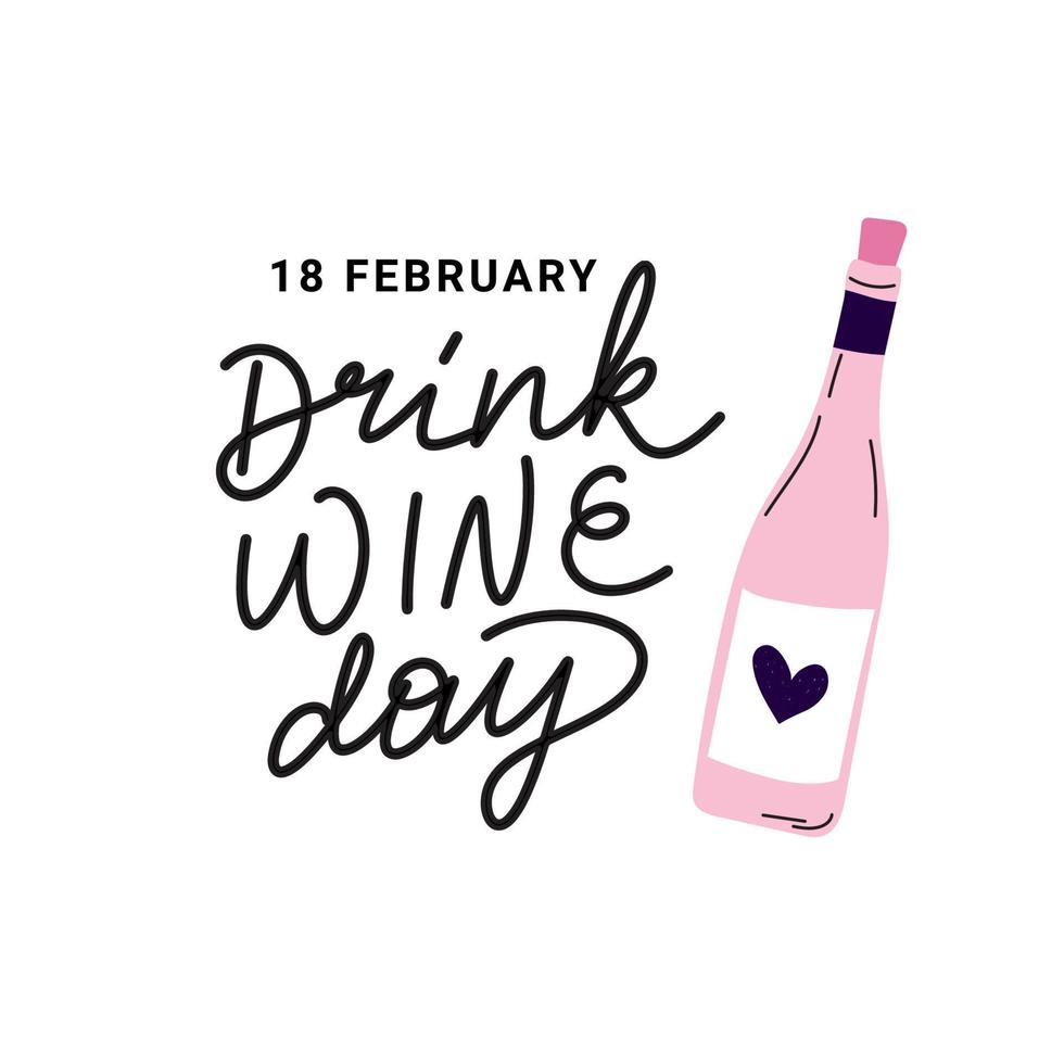 National Drink Wine Day. February 18. Holiday concept. vector