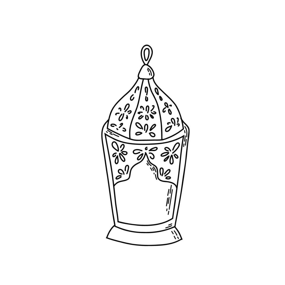 Hand drawn lantern icon. Ramadan Kareem design elements. Vintage lantern vector illustration.