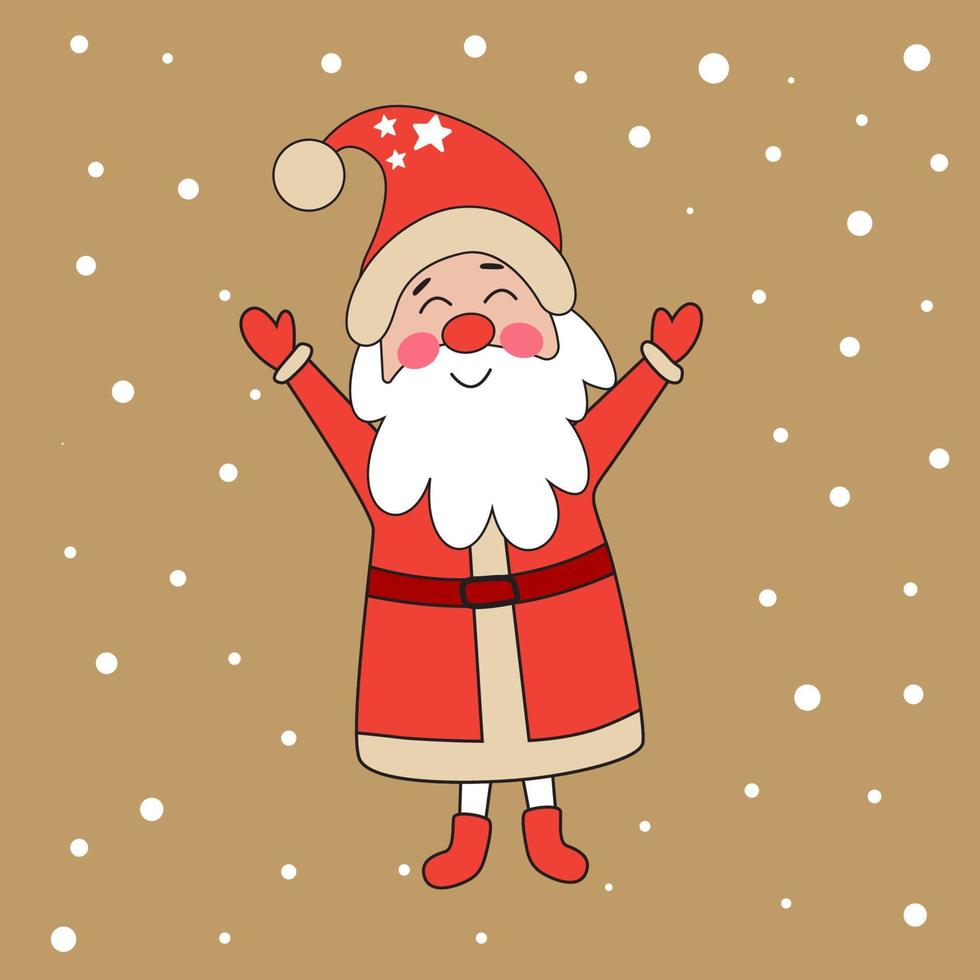 Funny Hand Drawn Vector Illustration with Cute Santa Claus.