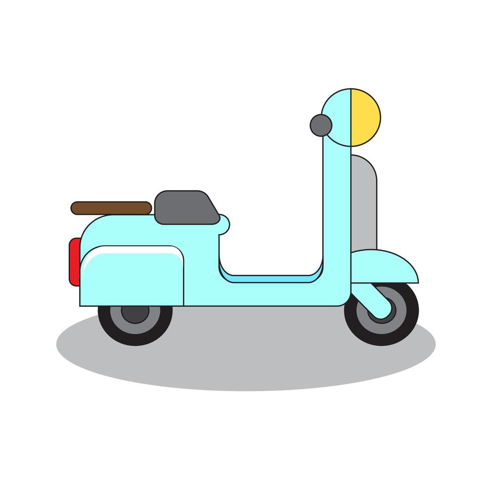 scooter de época. scooter clásico azul. vector plano