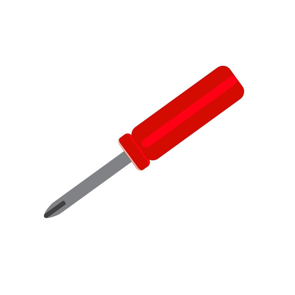 Slotted common blade screwdriver flat icon for apps and websites. red screwdriver on a white background vector