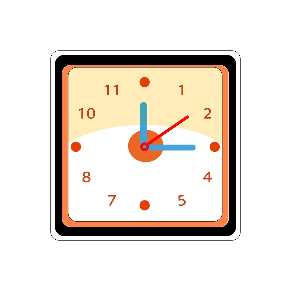 Clock icon in flat style, square timer on white background. Business watch. Vector design element for you project