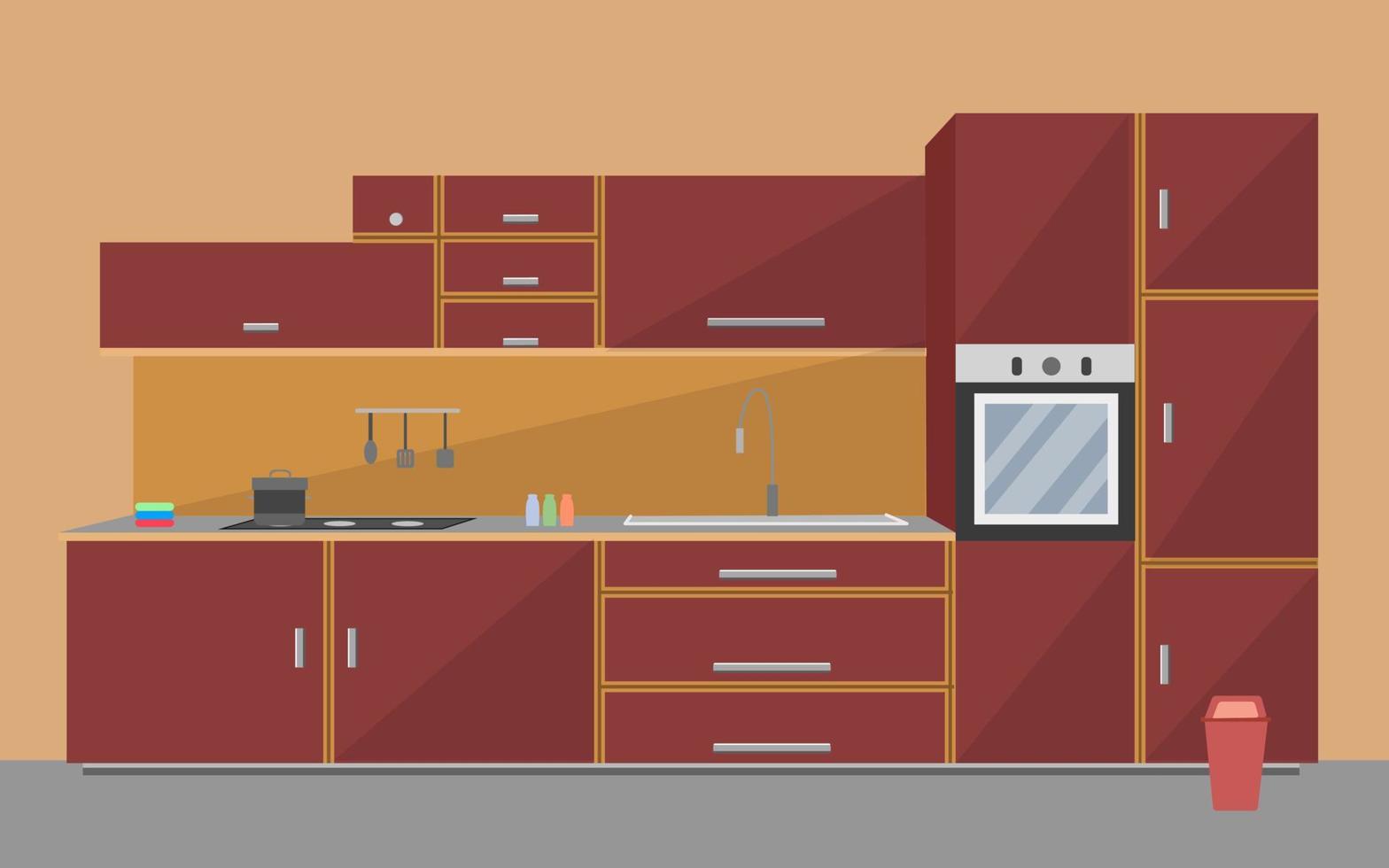 Kitchen set flat illustration vector