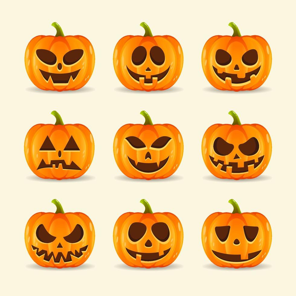 poner cara de calabaza. el símbolo principal de la feliz fiesta de halloween. calabaza naranja con sonrisa para tu diseño para la festividad de halloween. ilustración vectorial vector