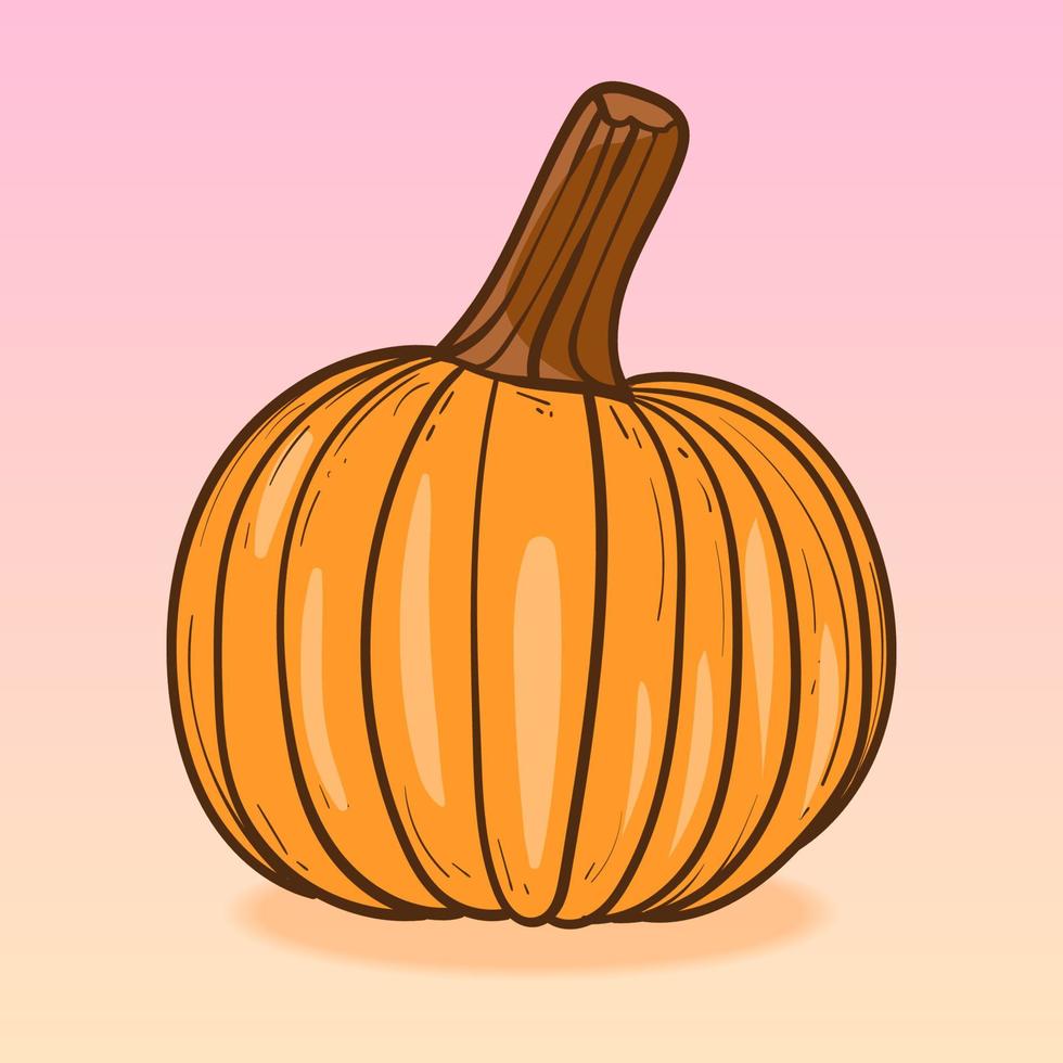 hand drawn vector pumpkin, flat style vector illustration.