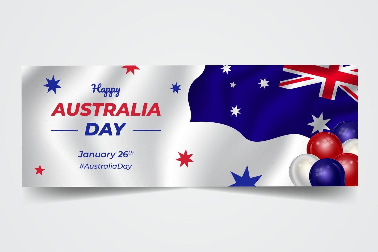 Waving flag with Australia day January 26th celebration banner on isolated background vector