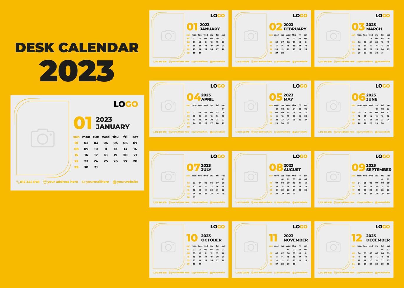 diseño de calendario de escritorio 2023 vector